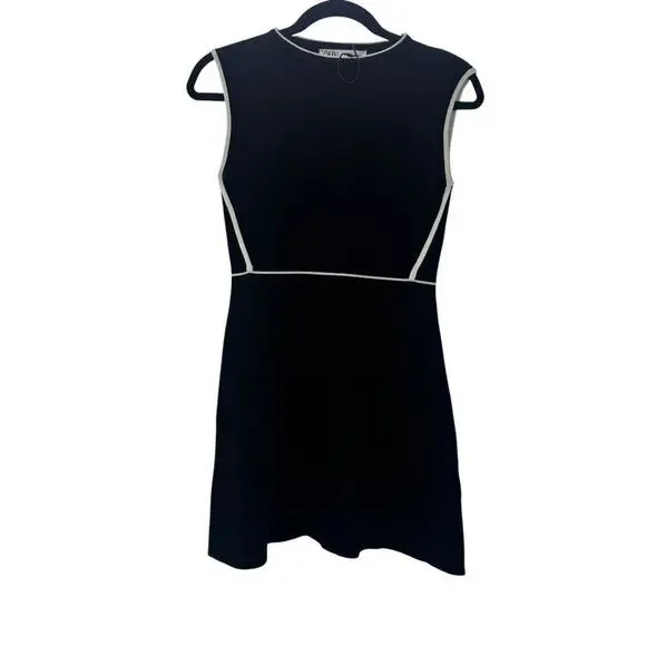 Zara Women's Knit Fit and Flare Dress Sleeveless Black/White Size Medium - Picture 5 of 8